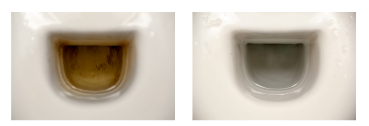 Avant et après le nettoyage des toilettes