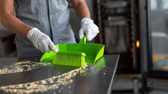 Vikan groene borstel en opvangblik