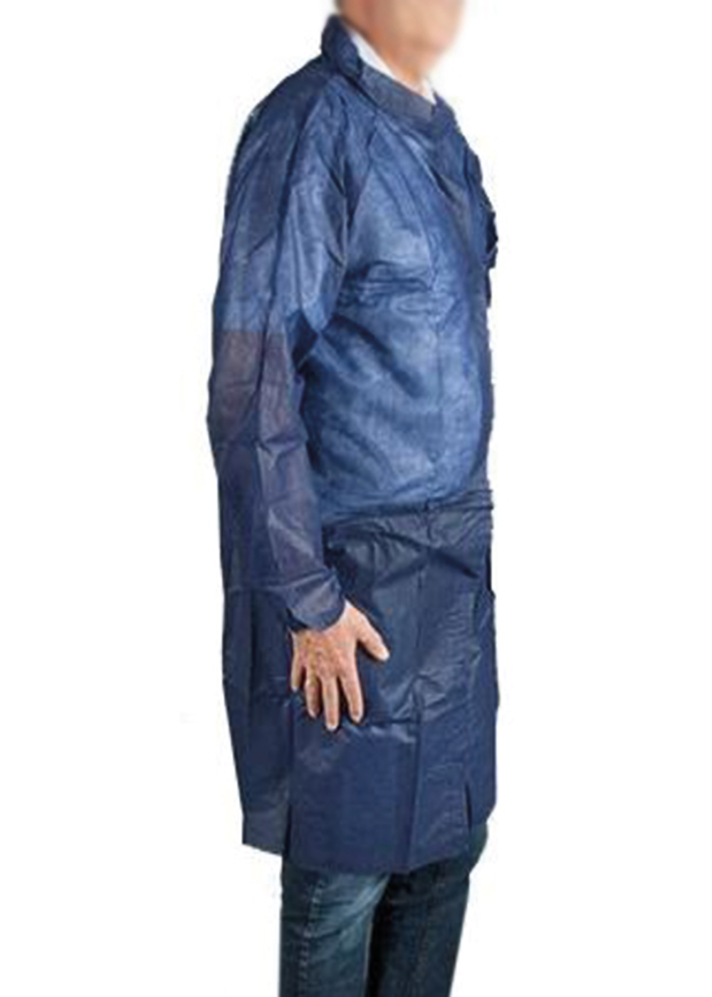 Bezoekersjas velcro blauw 50x1st. M-XXL