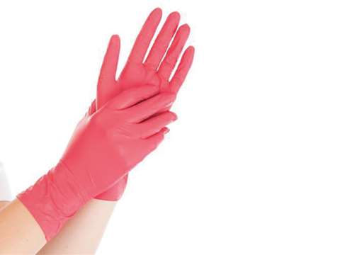 Handschoen nitril - rood - 10x100st