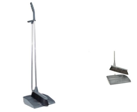 Vuilnisblik op steel met veger