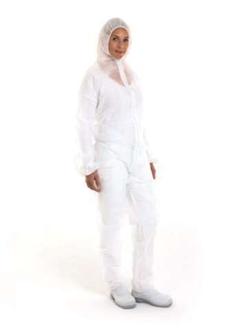 Overall met rits en kap wit - 50st