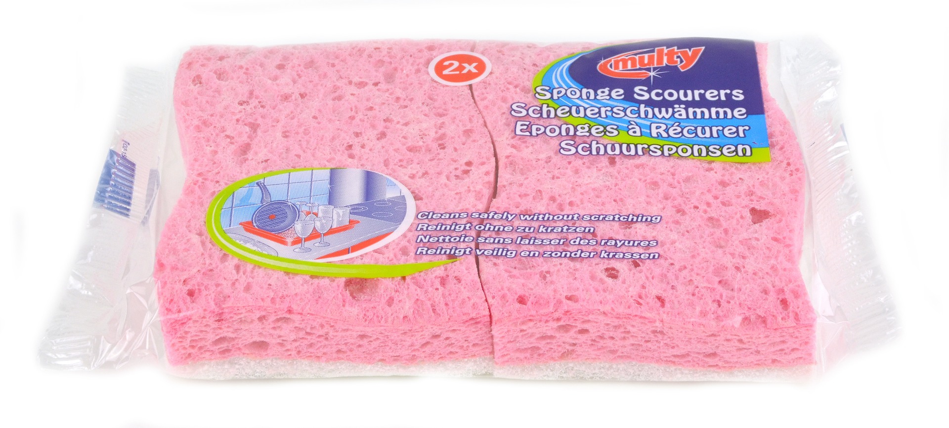 CLEANLINE éponge à récurer doux rose